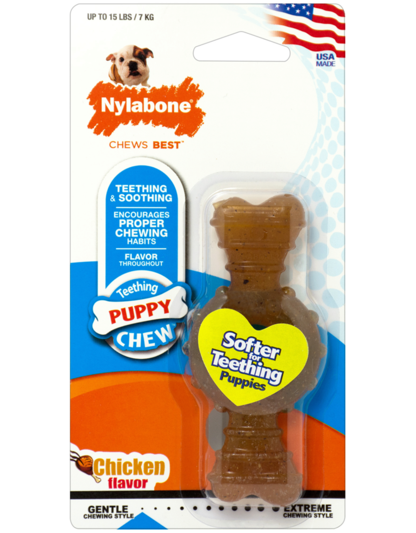 Nylabone NYLABONE PUPPY TEETHING RING BONE CHICKEN- PETITE