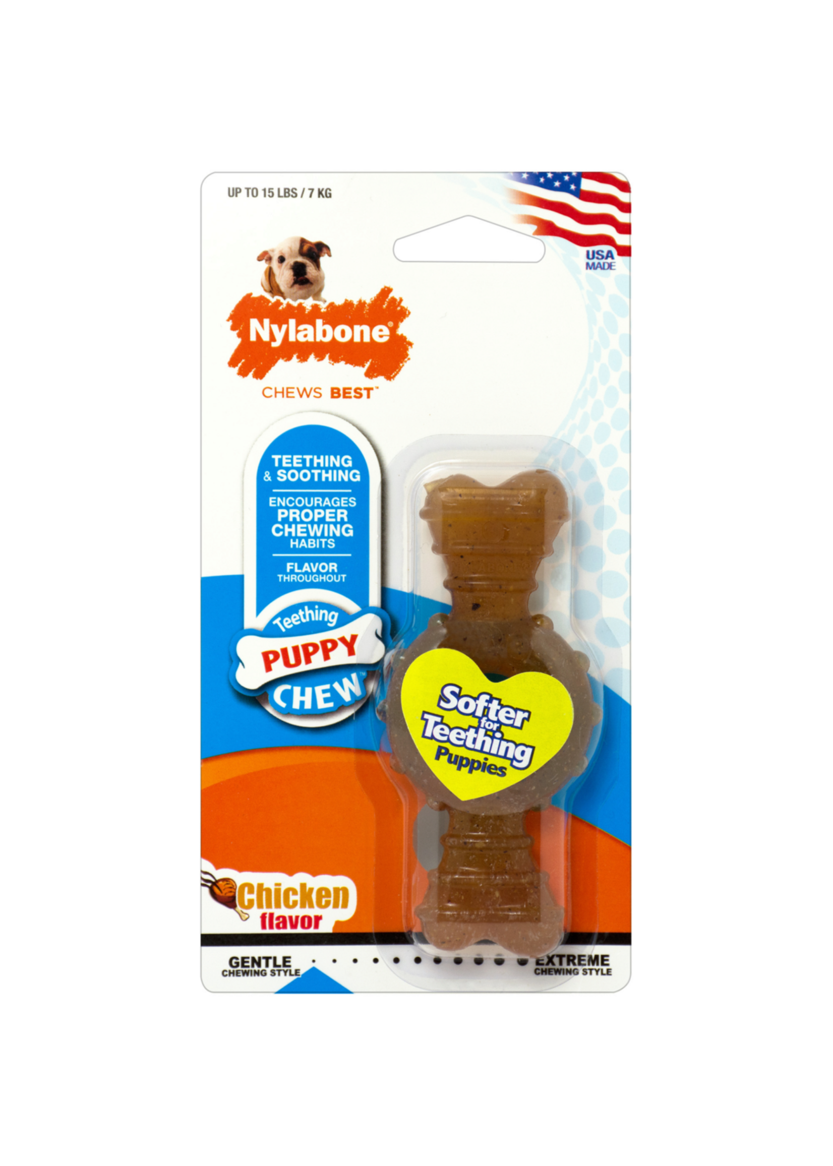 Nylabone NYLABONE PUPPY TEETHING RING BONE CHICKEN- PETITE