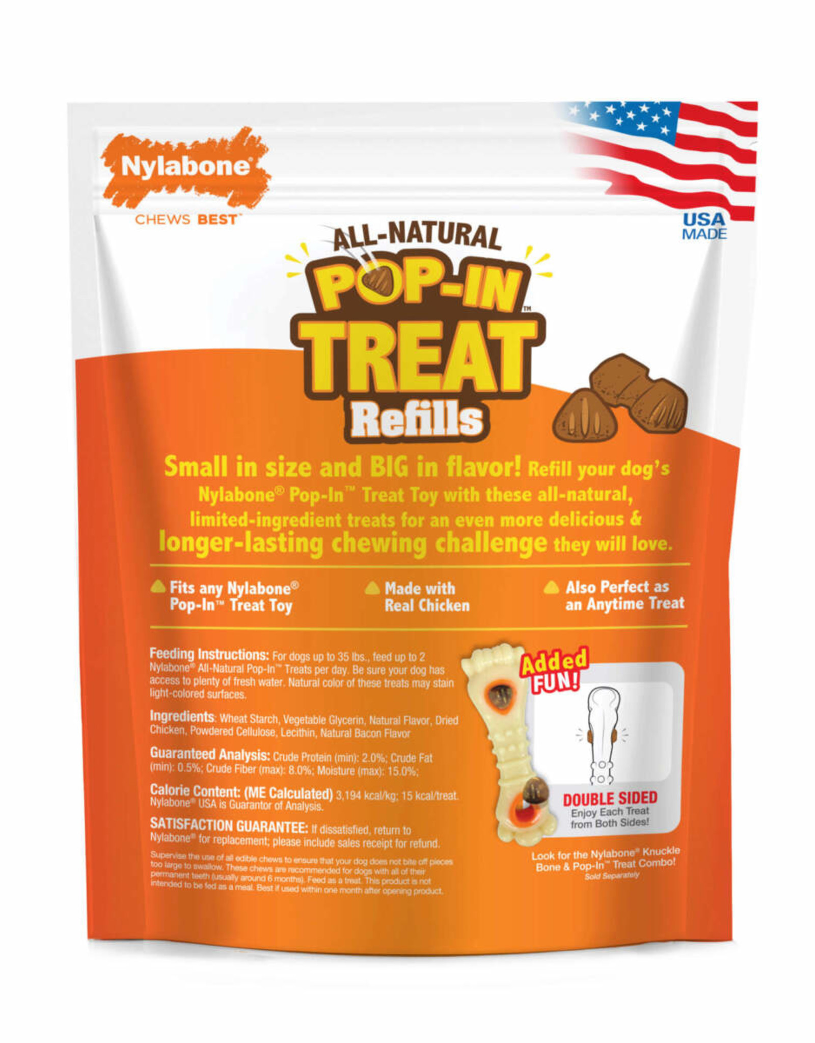 Nylabone Nylabone All-Natural Pop-In Dog Treat Refills Chicken All Sizes (30 Count)