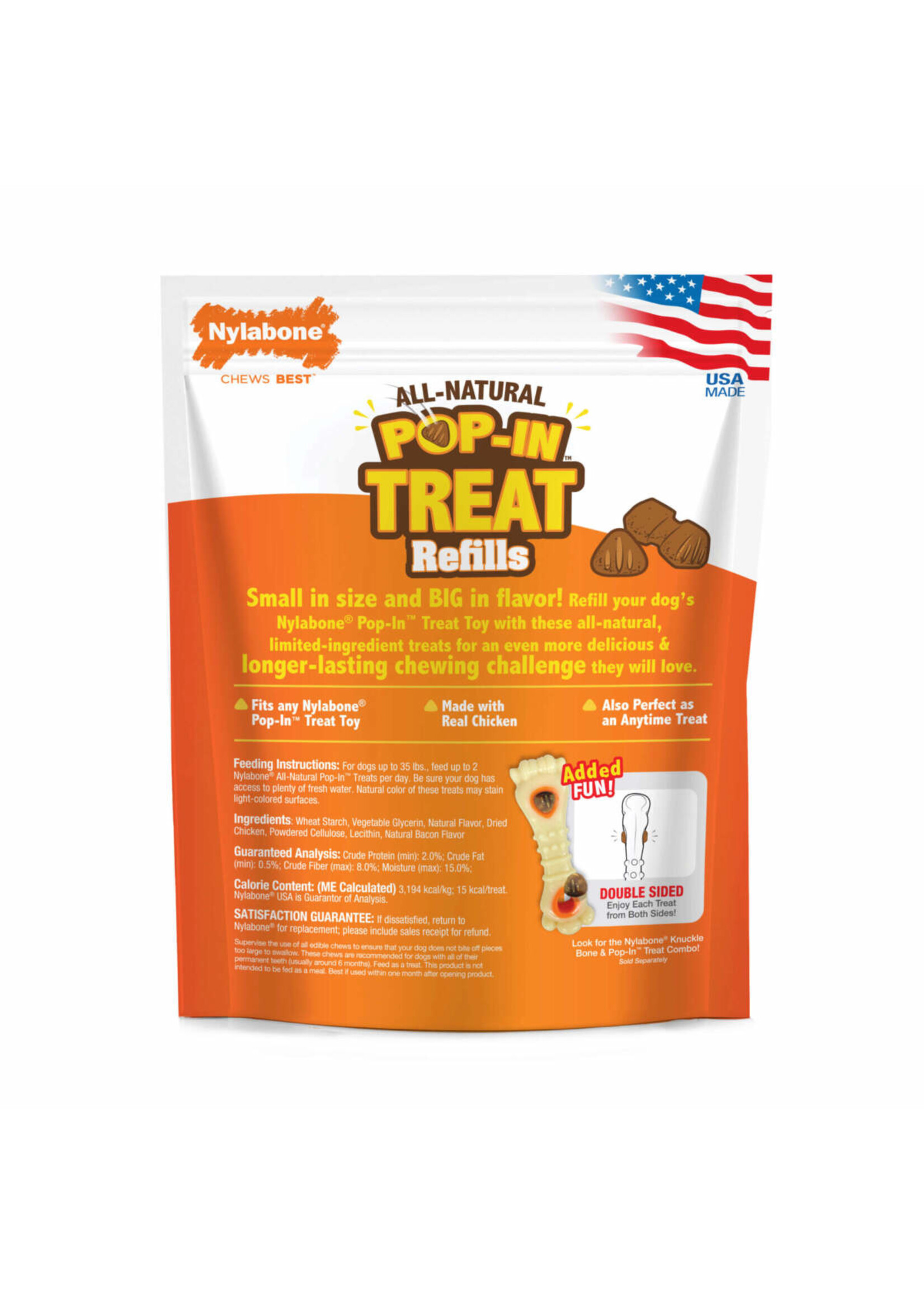 Nylabone Nylabone All-Natural Pop-In Dog Treat Refills Chicken All Sizes (30 Count)