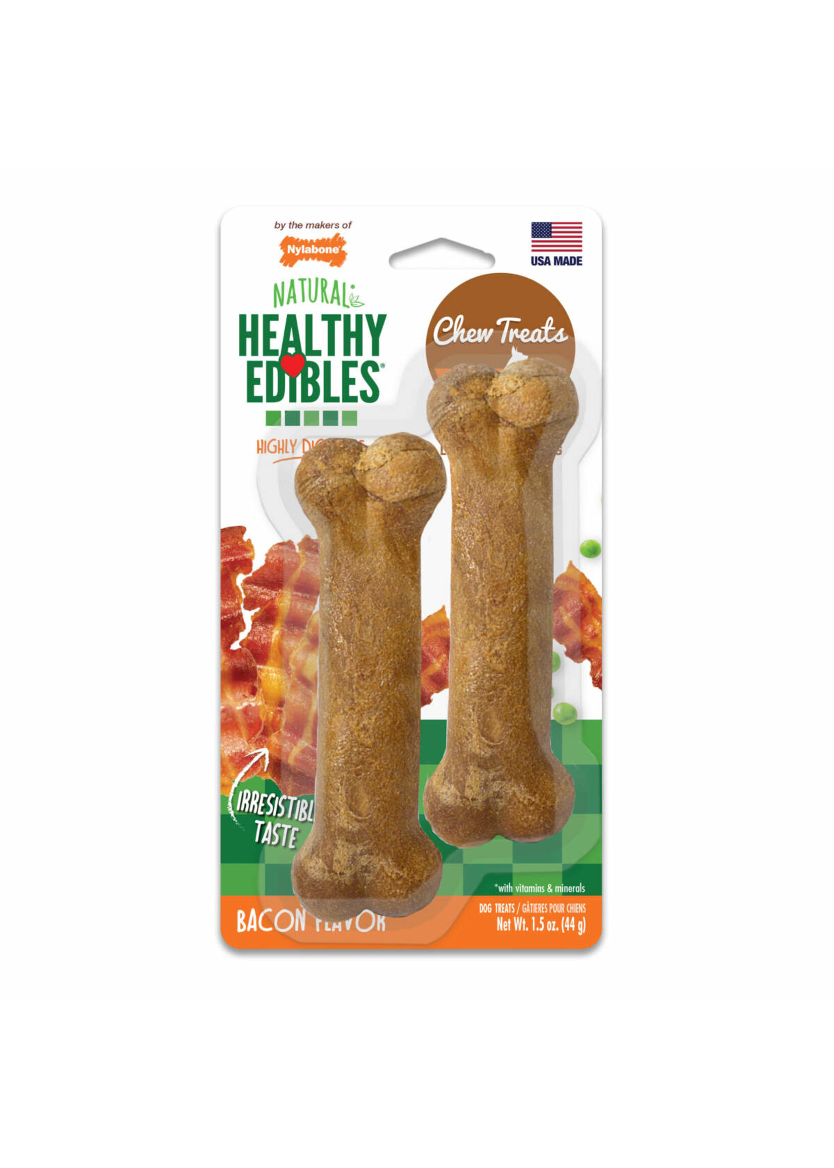 Nylabone NYLABONE EDIBLE BACON-PETITE 2PK