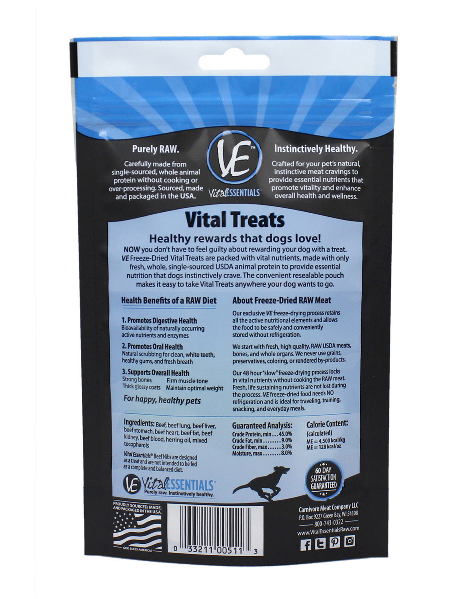 VITAL ESSENTIALS Vital Essentials Freeze Dried BEEF BITES Dog Treats 2.5 oz
