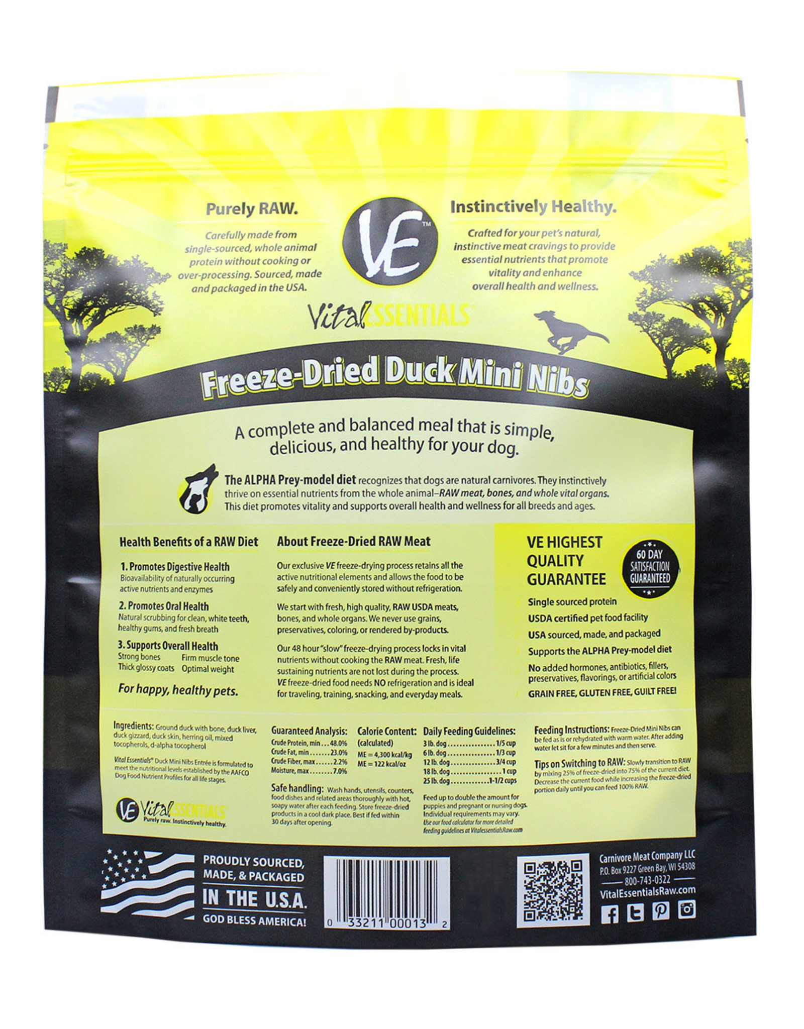 VITAL ESSENTIALS VITAL ESSENTIALS FREEZE DRIED ENTREE DUCK MINI NIBS 1LB