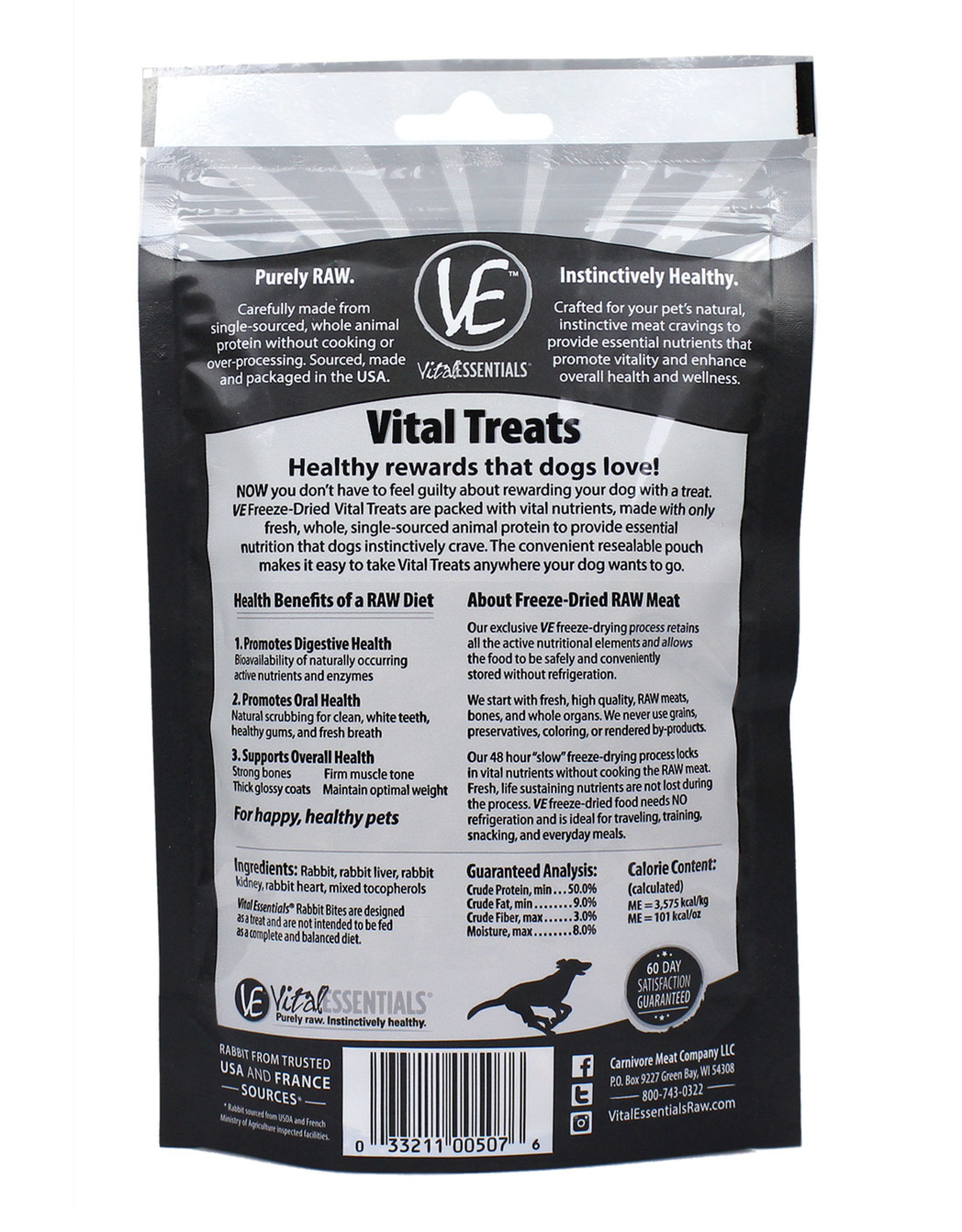 VITAL ESSENTIALS VITAL ESSENTIALS DOG FREEZE-DRIED TREAT BITES RABBIT 2OZ