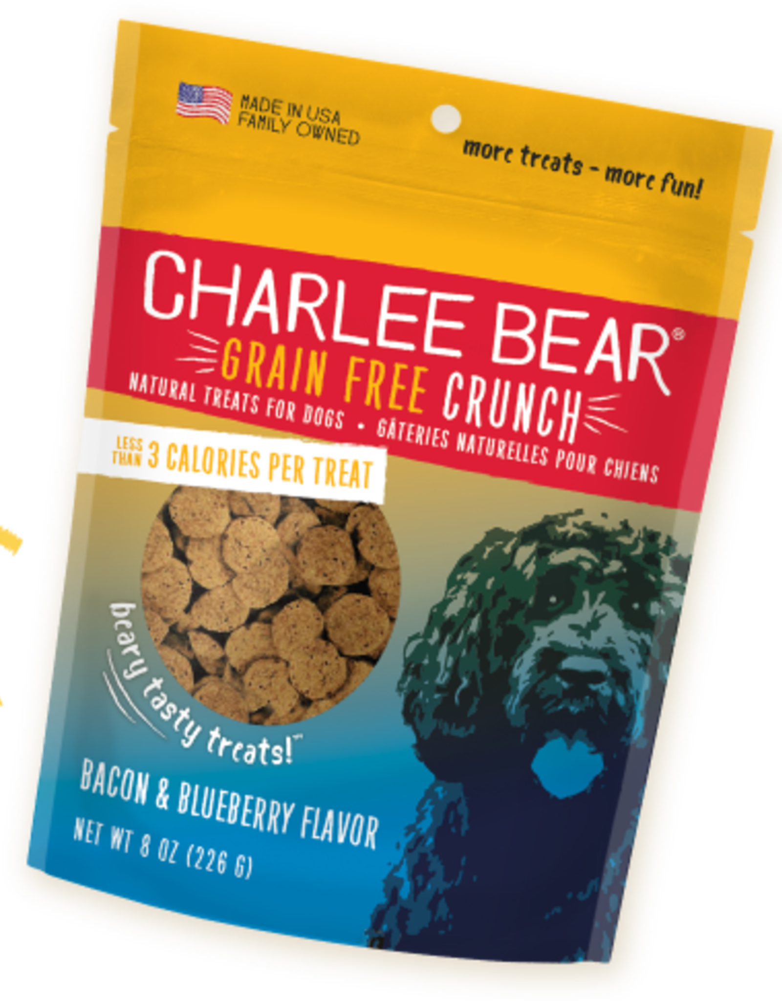 CHARLEE BEAR CHARLEE BEAR CRUNCH GRAIN FREE TREAT BACON & BLUEBERRY 8OZ