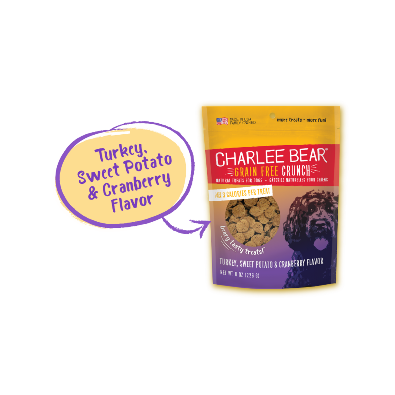 Charlee Bear Charlee Bear Crunch Grain-Free Turkey with Sweet Potato & Cranberry Dog Treats - 8 oz.