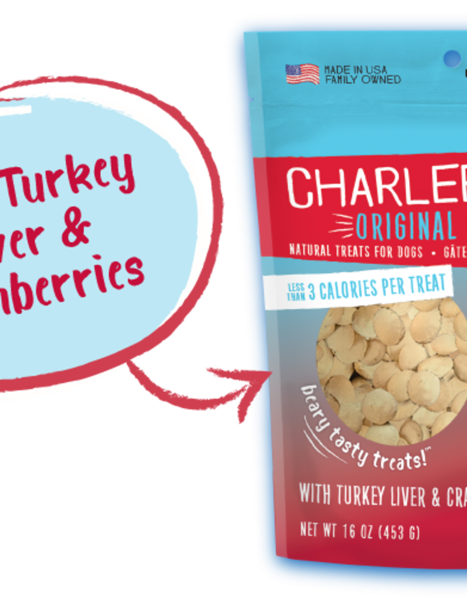 CHARLEE BEAR CHARLEE BEAR DOG TREATS TURKEY LIVER W/CRANBERRY 16OZ