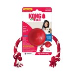KONG KONG Ball W/Rope Dog Toy - Small, Red