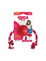 KONG KONG Ball W/Rope Dog Toy - Small, Red