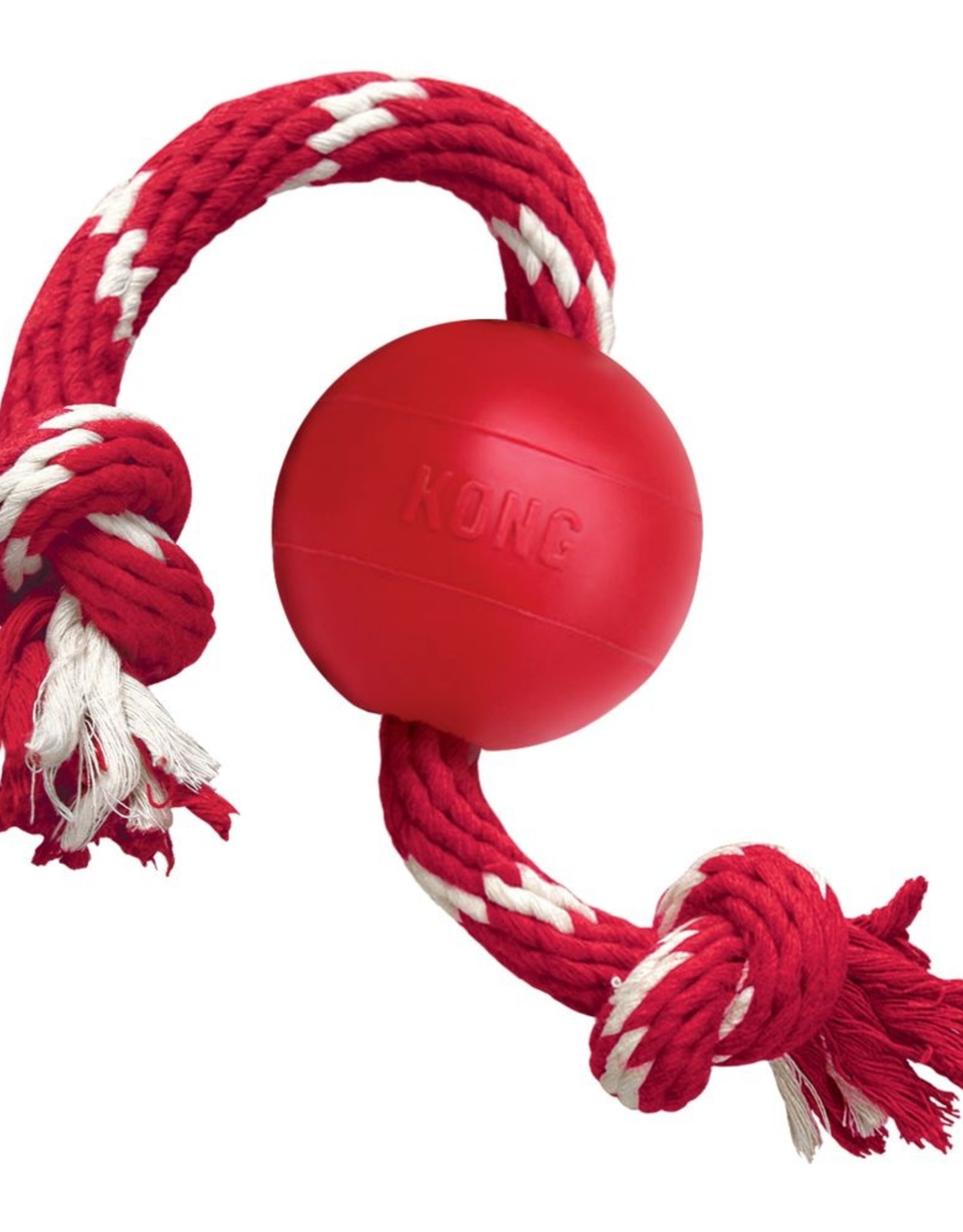 KONG KONG Ball W/Rope Dog Toy - Small, Red