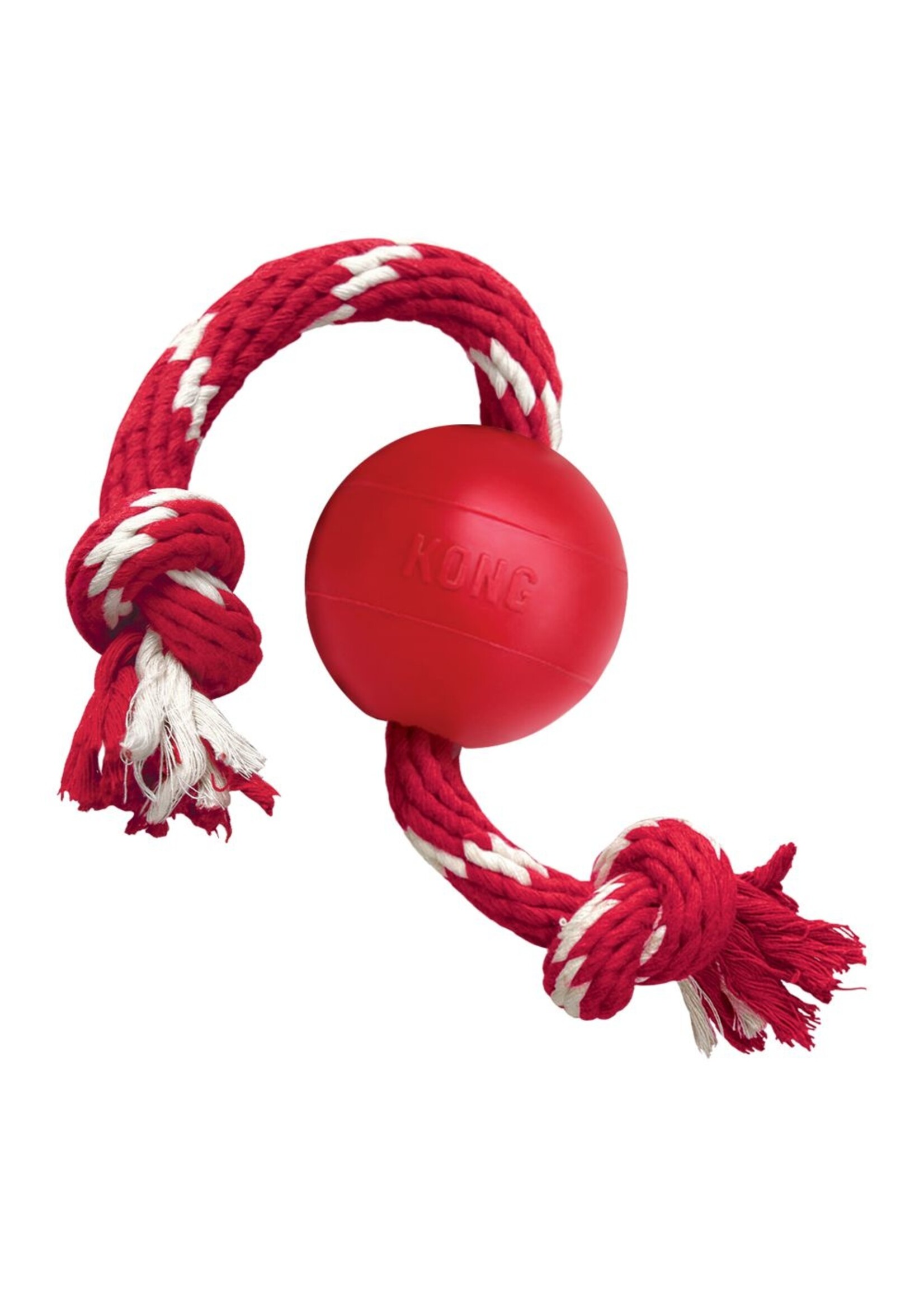 KONG KONG Ball W/Rope Dog Toy - Small, Red