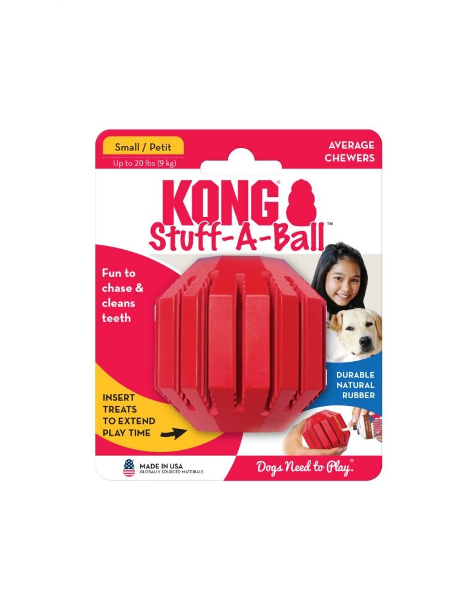 KONG KONG KS Classic Rubber Stuff-a-Ball - Red, Small