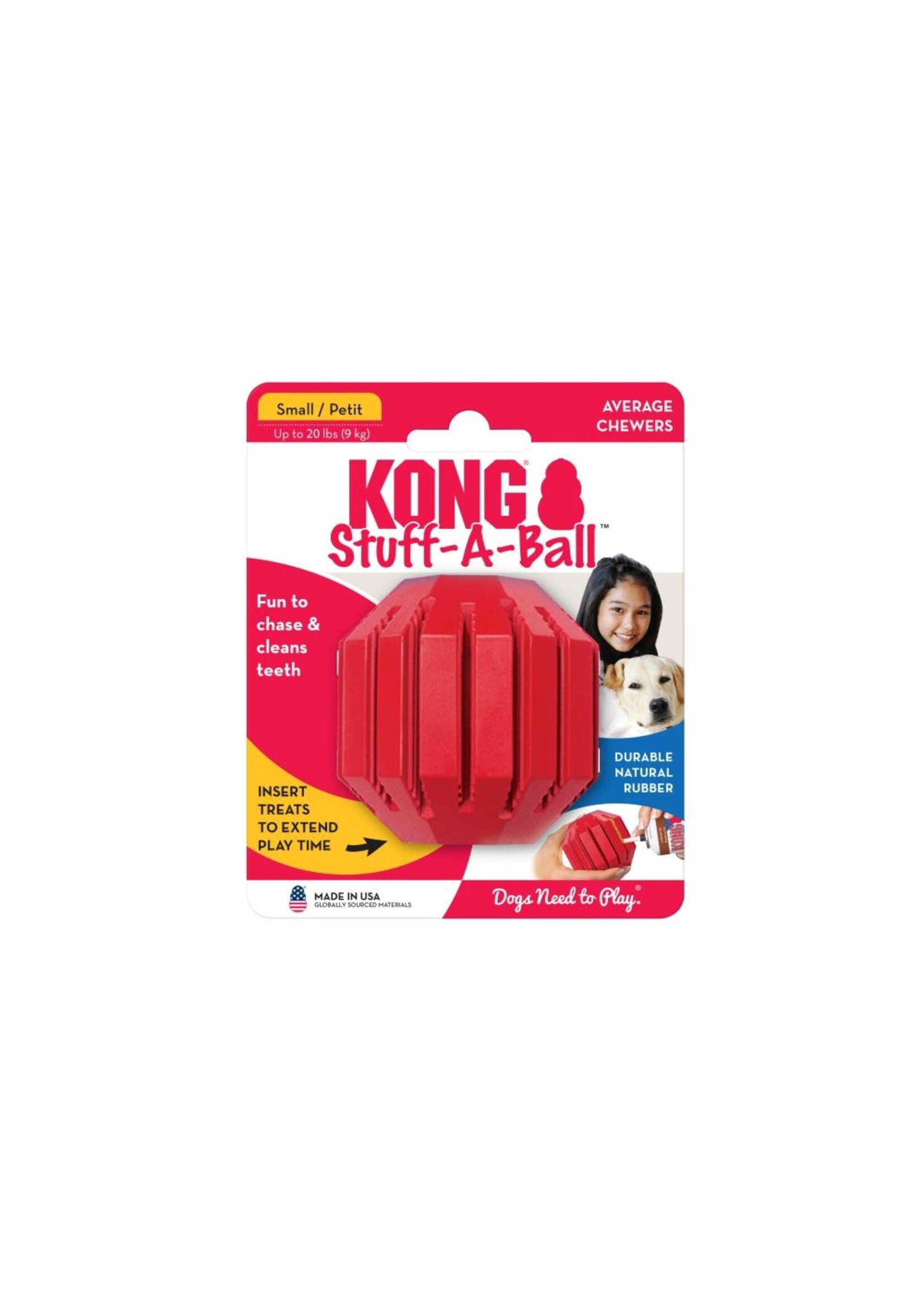 KONG KONG KS Classic Rubber Stuff-a-Ball - Red, Small