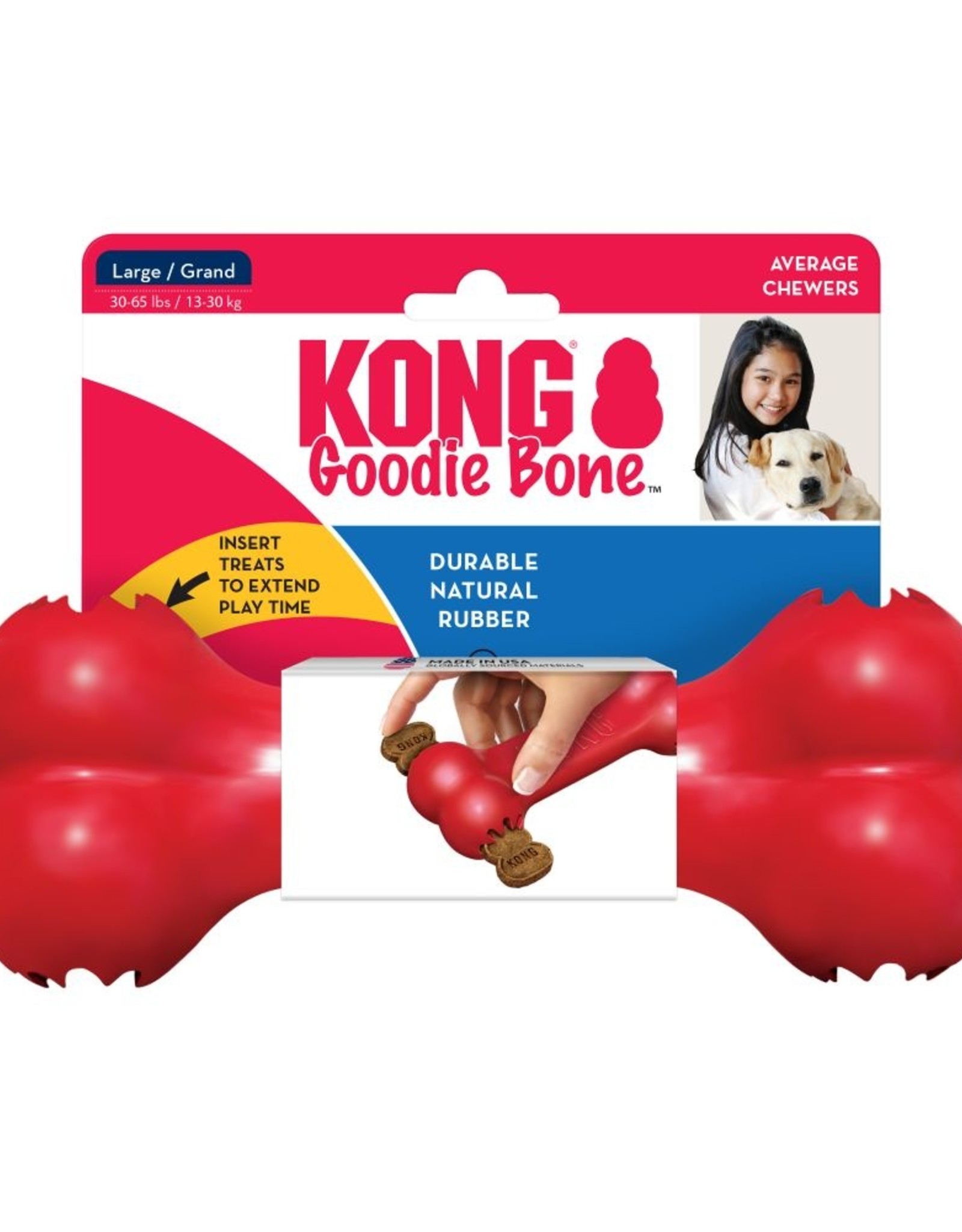 KONG KONG Goodie Bone Durable Dog Toy - Red, Large