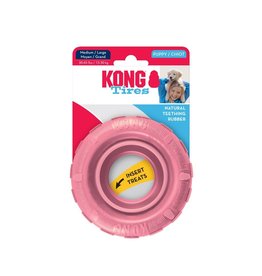 KONG KONG Puppy Tires Dog Toy - Pink/Blue, Medium/Large