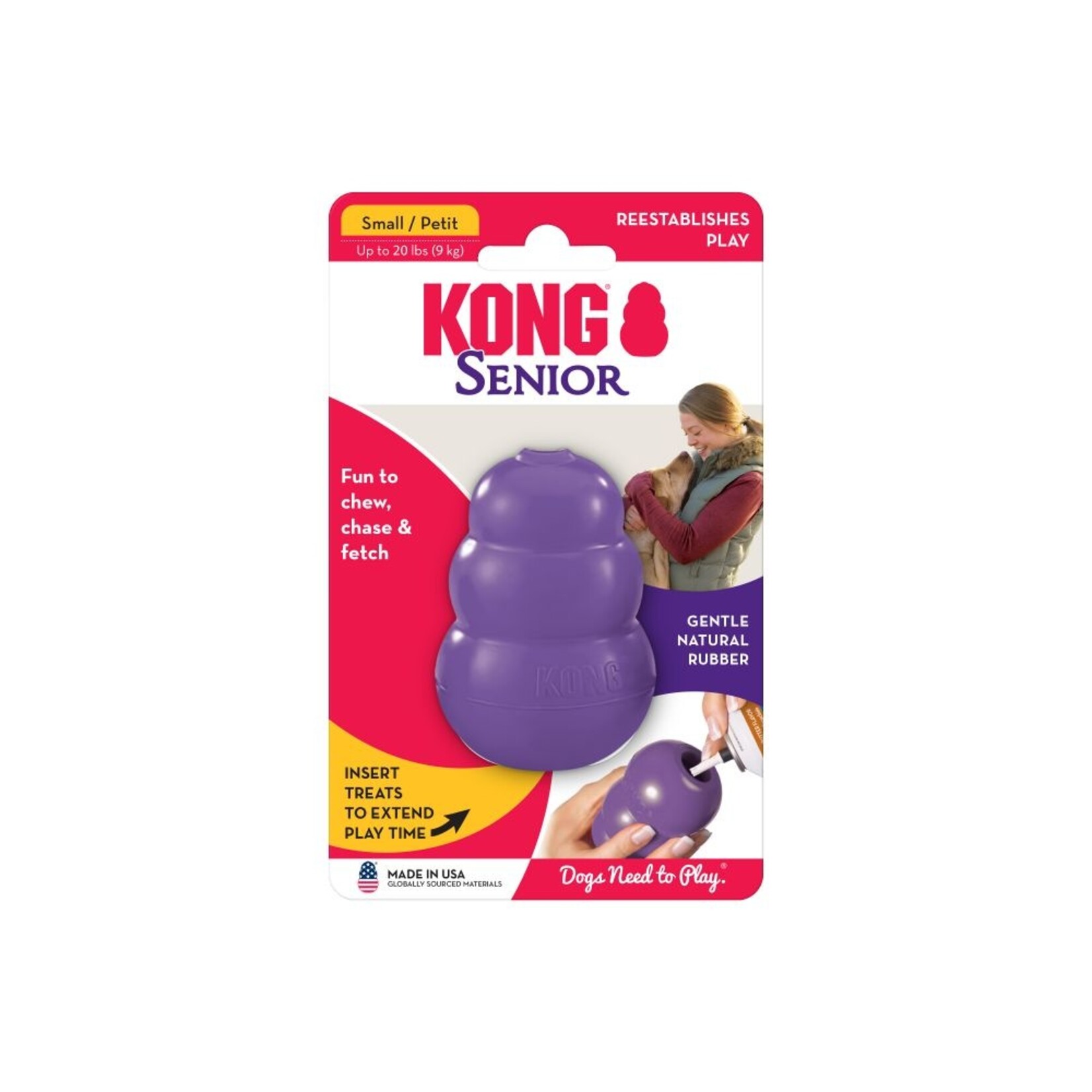 KONG KONG Senior Dog Toy Gentle Natural Rubber - Small