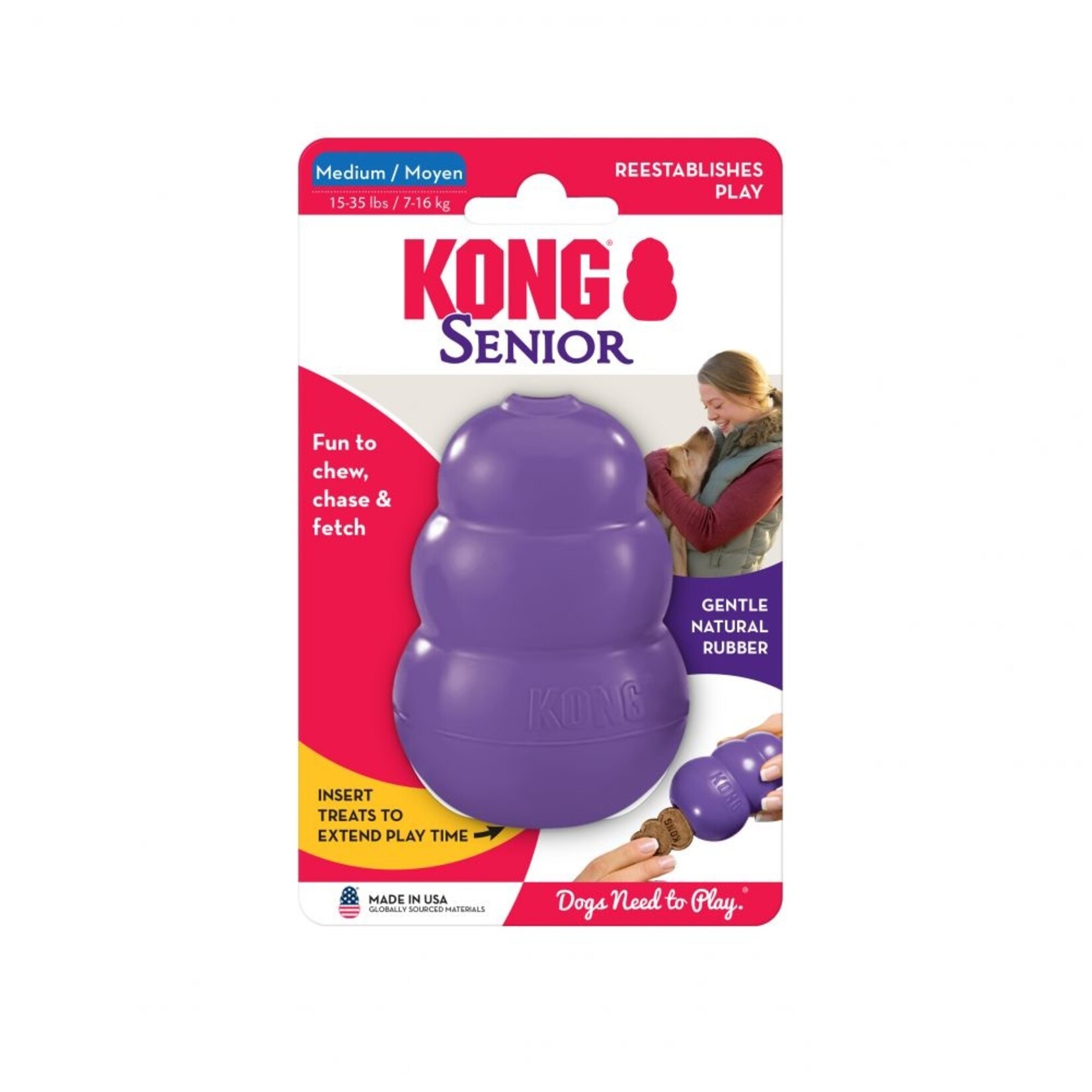 KONG KONG Senior Dog Toy - Medium, Purple