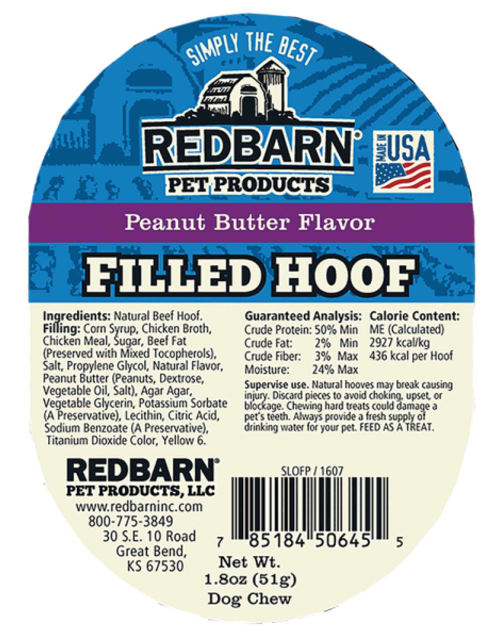 Redbarn HOOF Filled Hoof Peanut Butter Flavor