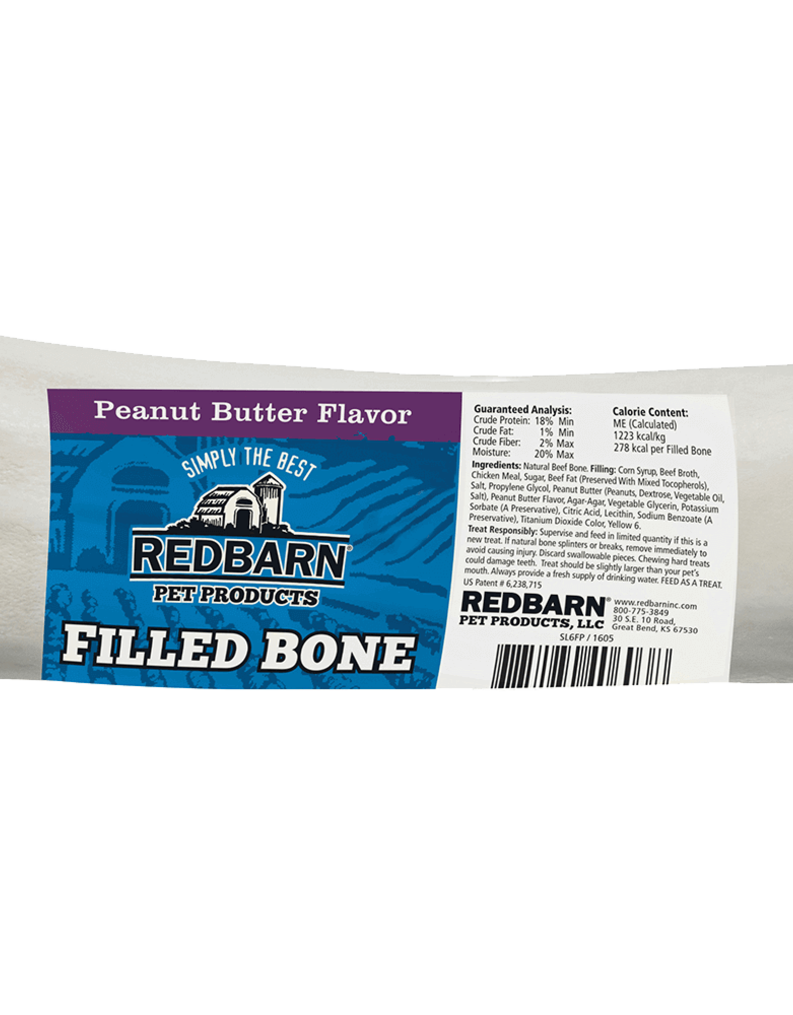 Redbarn REDBARN STUFFED BONE 2-3" PEANUT BUTTER