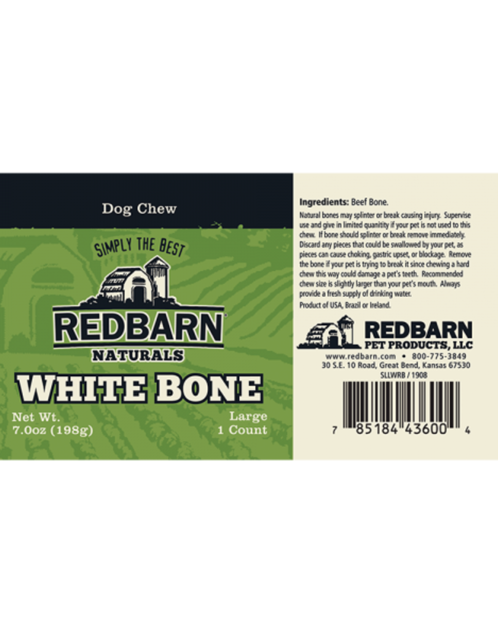 REDBARN PET PRODUCTS INC REDBARN NATURAL WHITE BONE  6 "