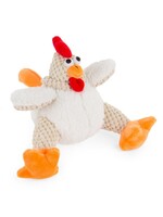 GoDog goDog Checkers Fat White Rooster Durable Plush Squeaker Dog Toy - Small White