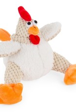 GoDog goDog Checkers Fat White Rooster Durable Plush Squeaker Dog Toy - Small White
