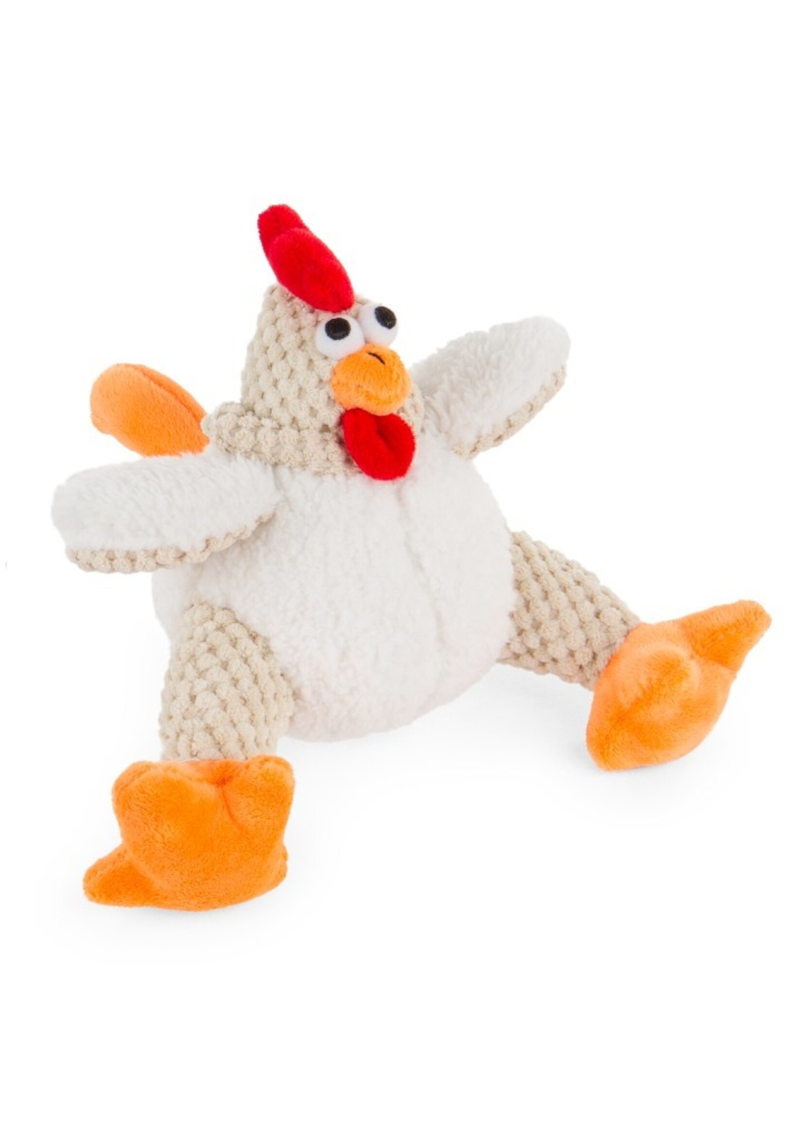 GoDog goDog Checkers Fat White Rooster Durable Plush Squeaker Dog Toy - Small White