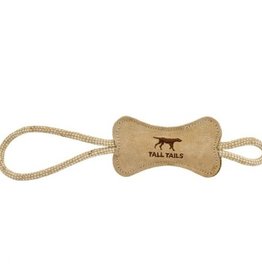 TRIBORO QUILT MFG TALL TAILS NATURAL LEATHER BONG TUG TOY 12"