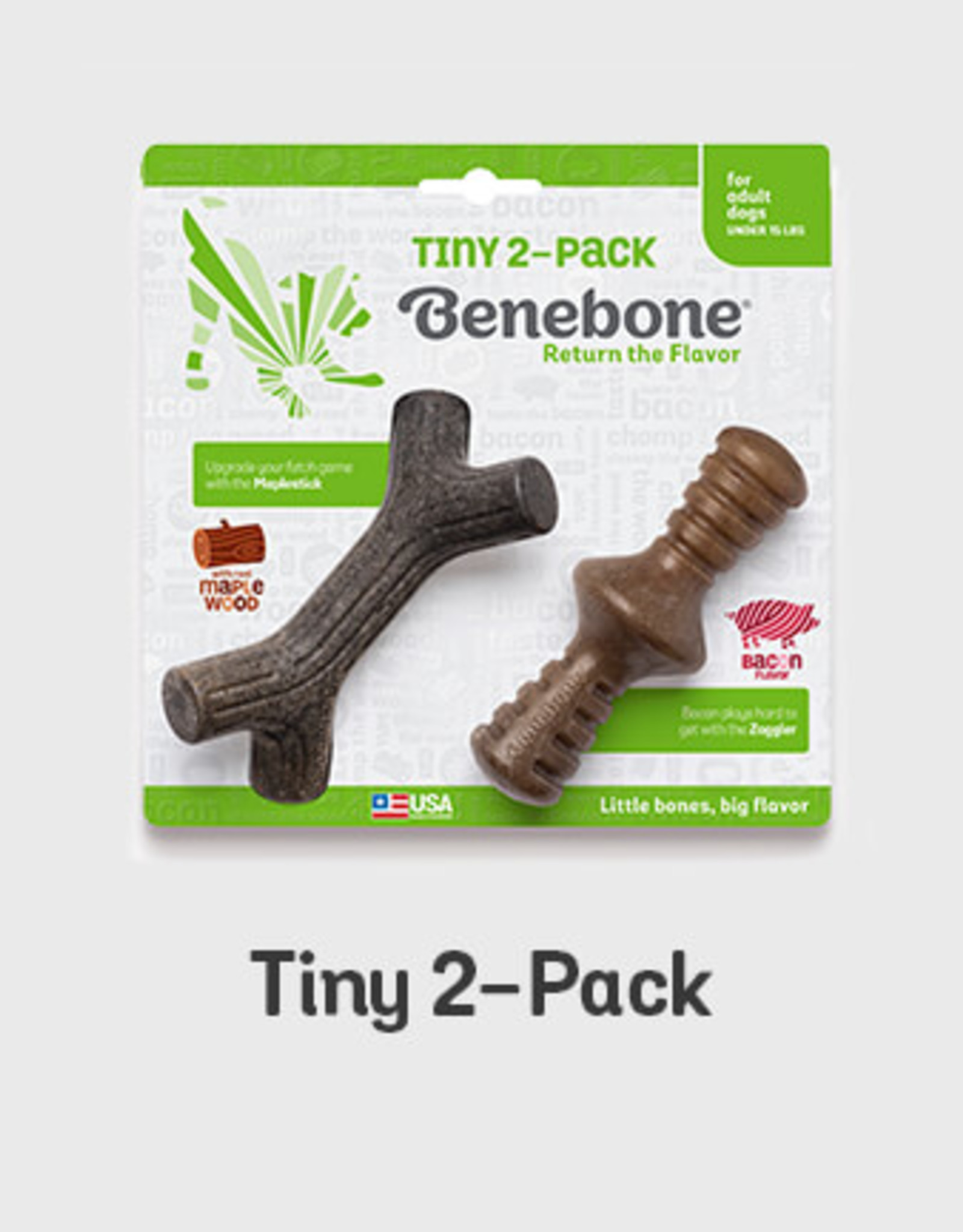 Benebone Benebone 2-Pack Maplestick/Zaggler Bacon Tiny