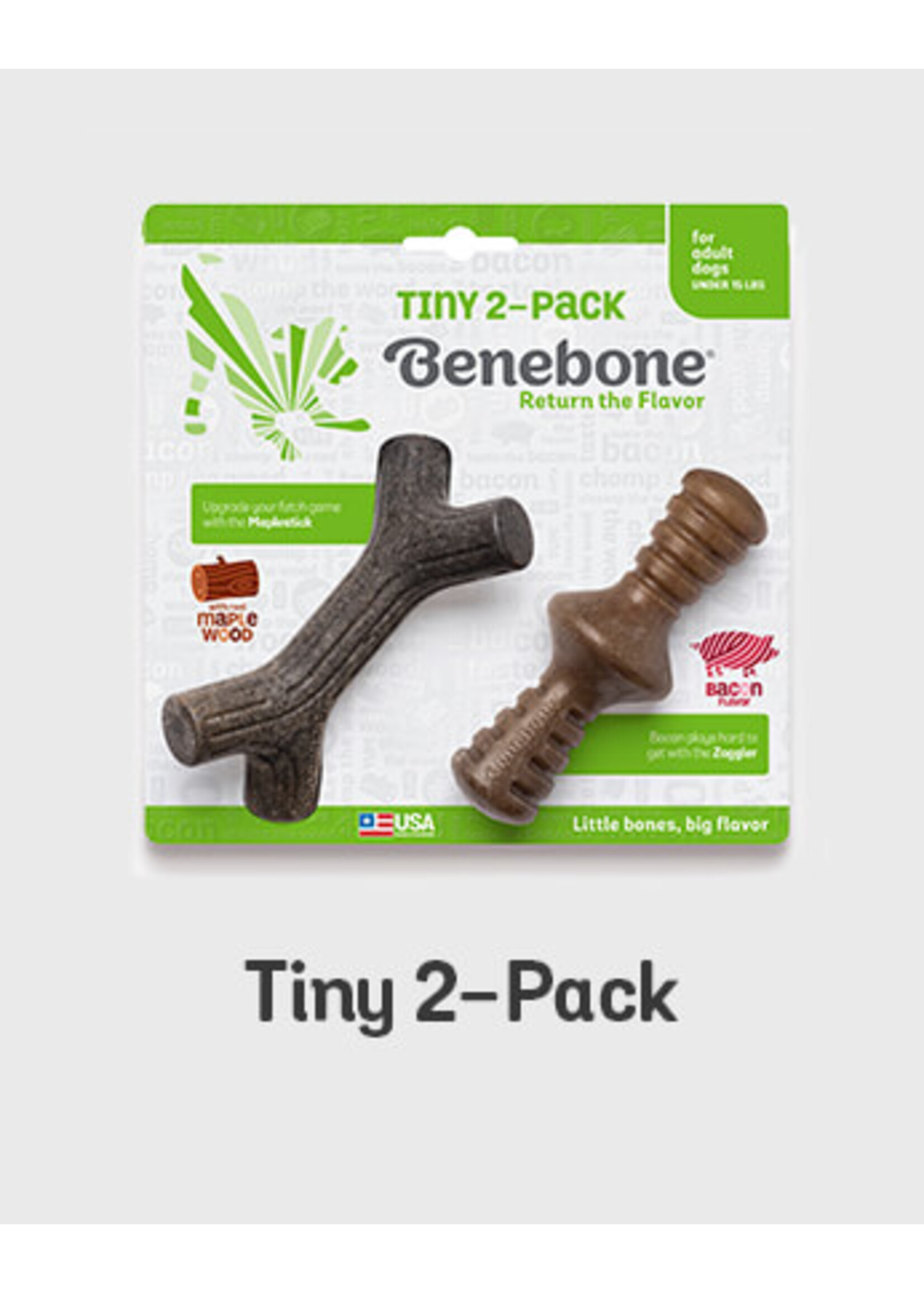 Benebone Benebone 2-Pack Maplestick/Zaggler Bacon Tiny