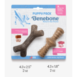 Benebone Benebone Puppy Maplestick Durable Dog Chew Toy 2-Pack Zaggler Bacon Tiny