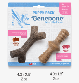 Benebone Benebone Puppy Maplestick Durable Dog Chew Toy 2-Pack Zaggler Bacon Tiny
