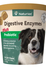 Naturvet Digestive Enzymes Plus Pre & Probiotics Soft Chews for Dogs 5.9 Oz. Count of 70, 70 CT
