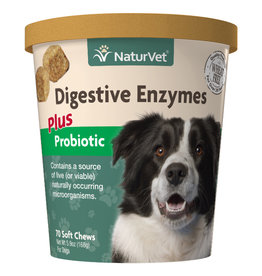 NATURVET NATURVET DIGESTIVE ENZYMES PLUS PROBIOTICS  SOFT CHEW 70CT