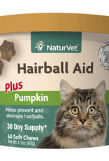 Naturvet NaturVet Cat Hairball Aid Supplement, Pack of 60 Soft Chews, 3.1 OZ
