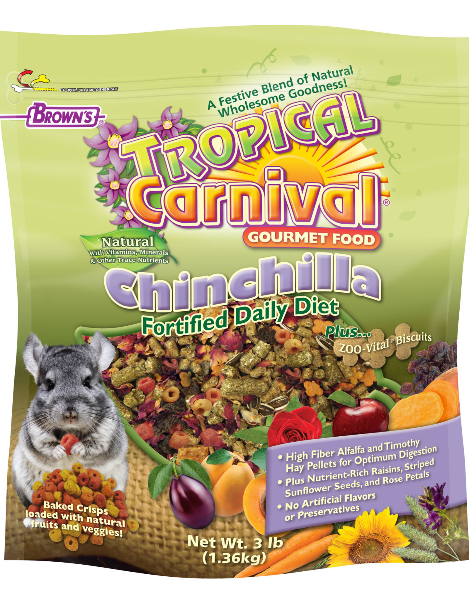 F.M. BROWN'S SONS, INC. BROWN'S TROPICAL CARNIVAL NATURAL CHINCHILLA 3LBS