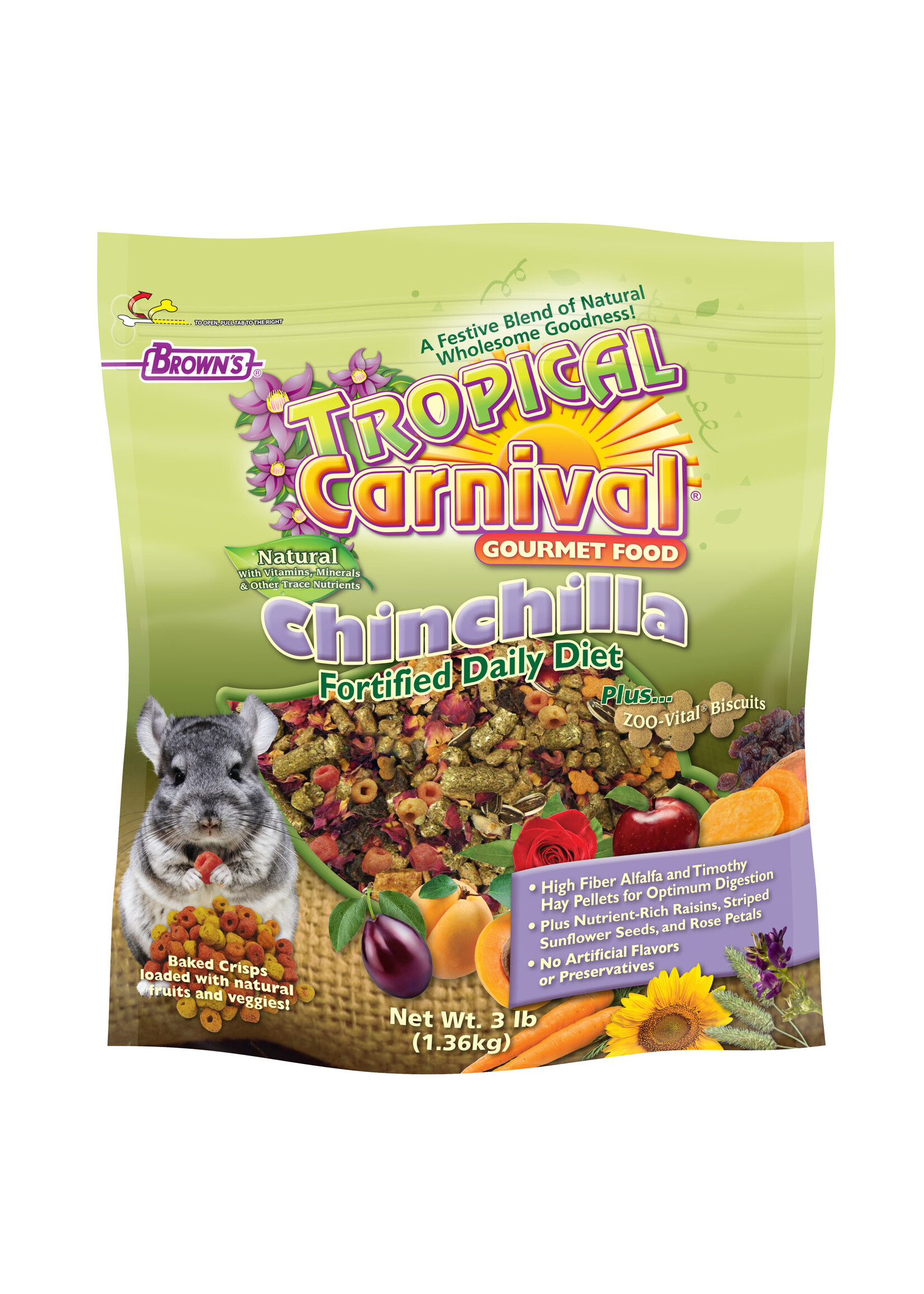 Brown's BROWN'S TROPICAL CARNIVAL NATURAL CHINCHILLA 3LBS