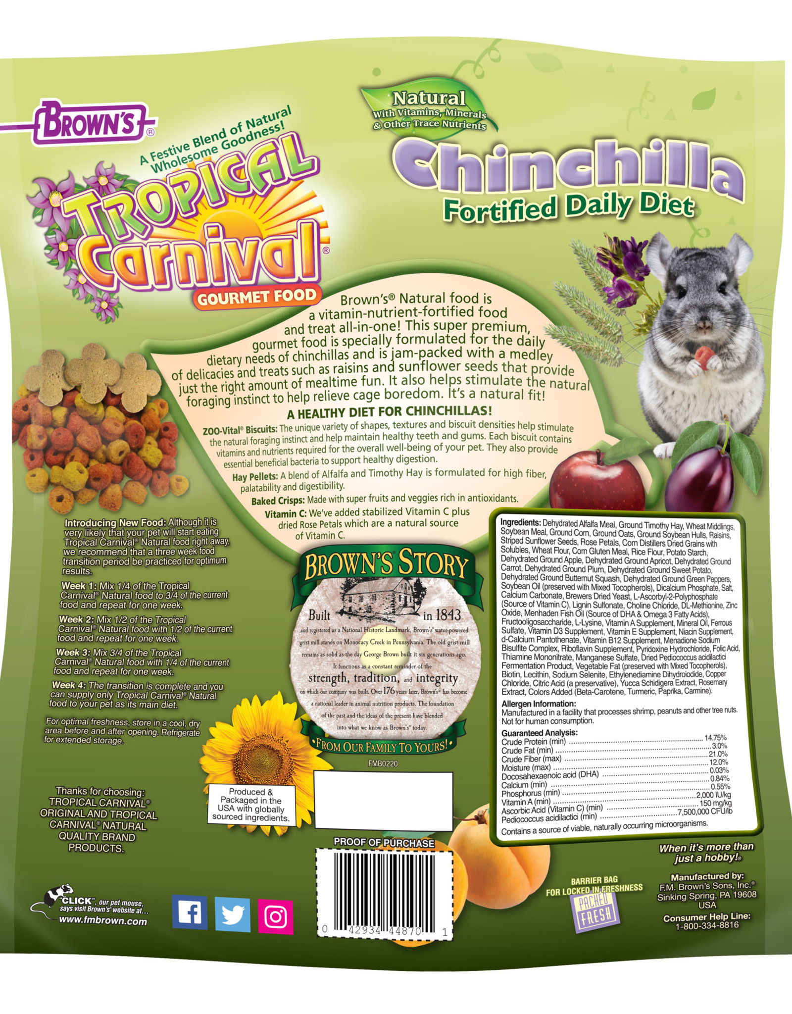 Brown's BROWN'S TROPICAL CARNIVAL NATURAL CHINCHILLA 3LBS