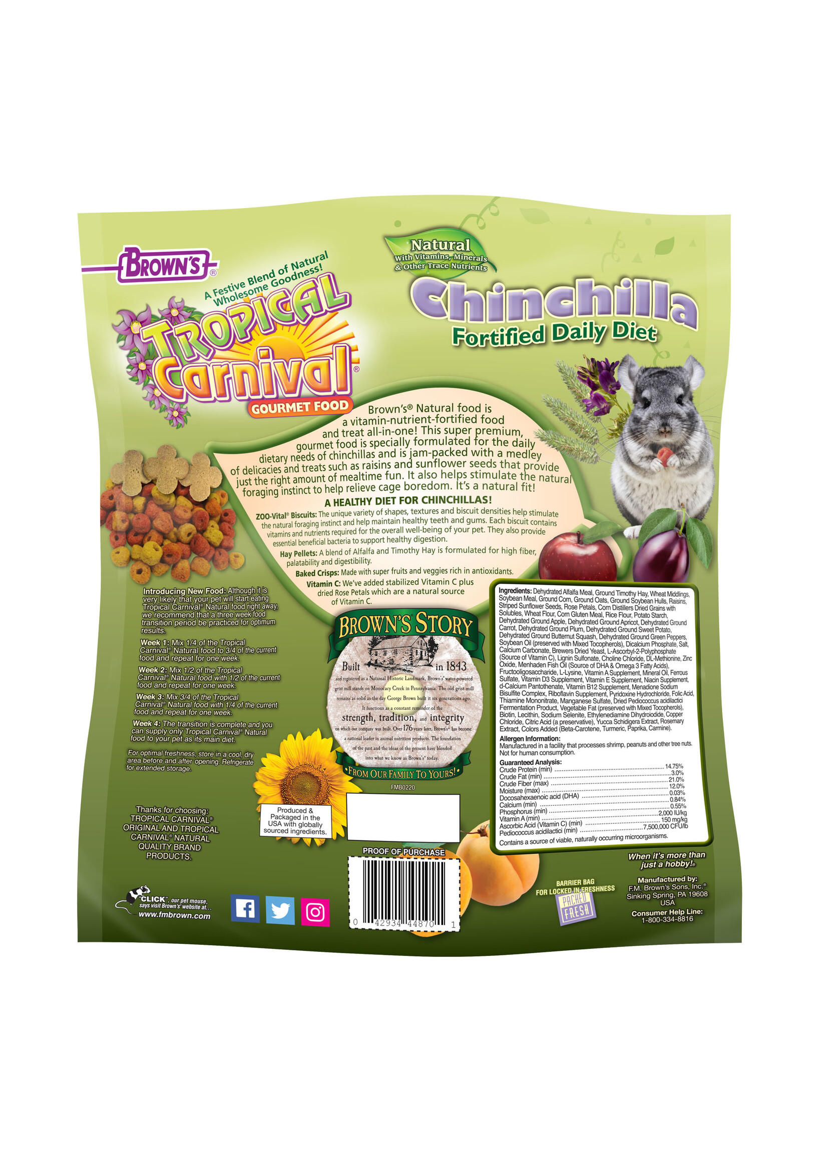 Brown's BROWN'S TROPICAL CARNIVAL NATURAL CHINCHILLA 3LBS