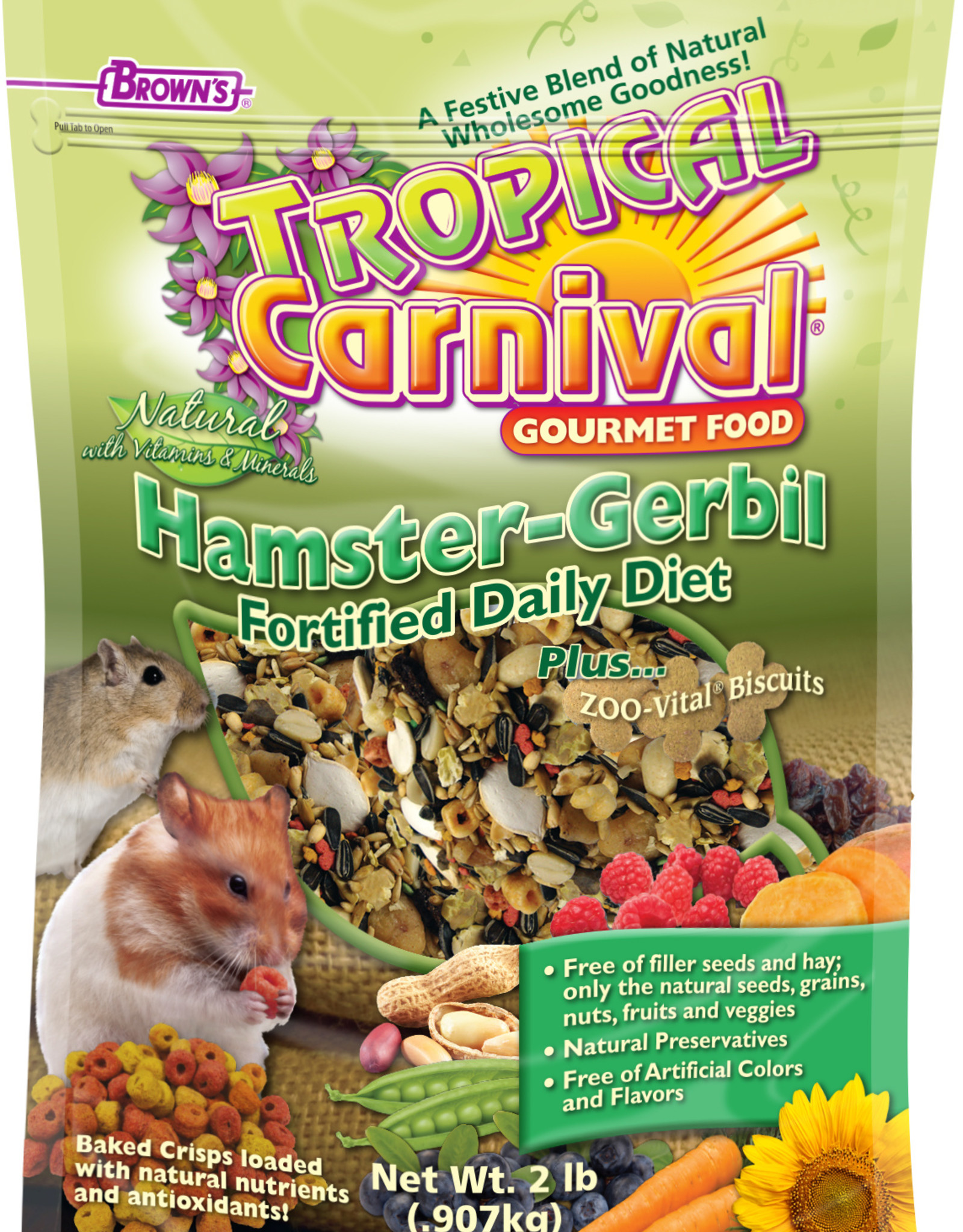 F.M. BROWN'S SONS, INC. BROWN'S TROPICAL CARNIVAL NATURAL HAMSTER AND GERBIL 2LBS