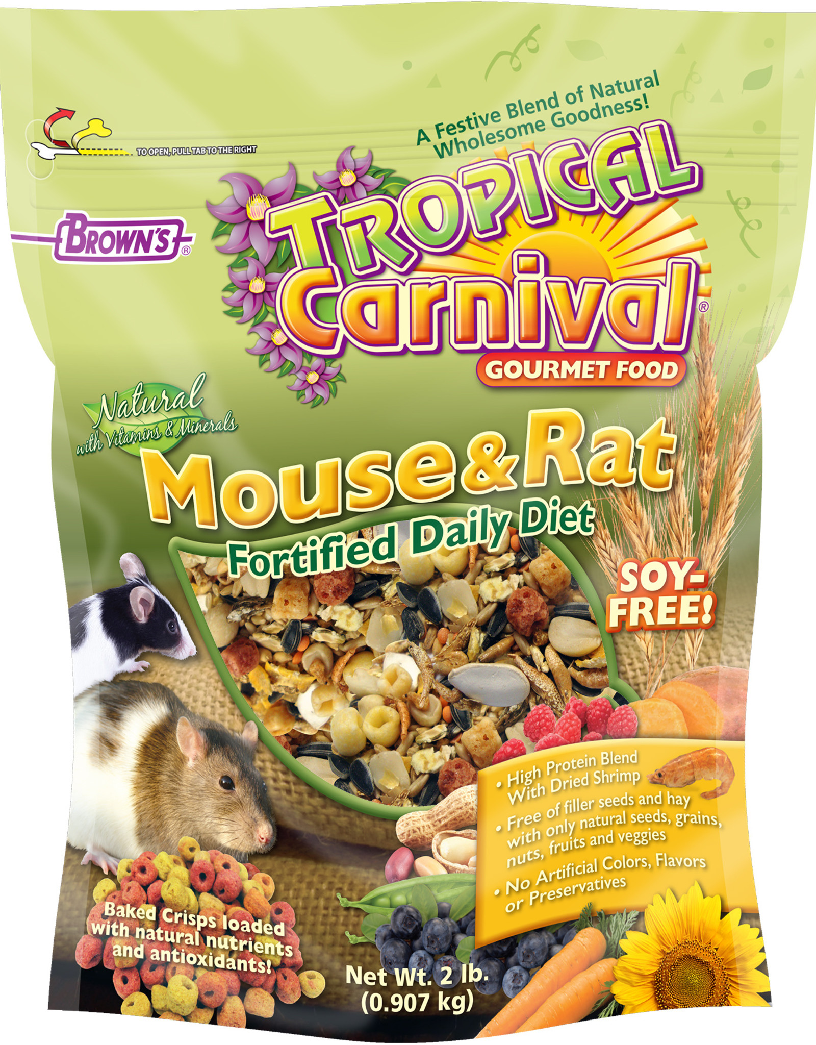 Brown's BROWN'S TROPICAL CARNIVAL NATURAL MOUSE & RAT 2LBS