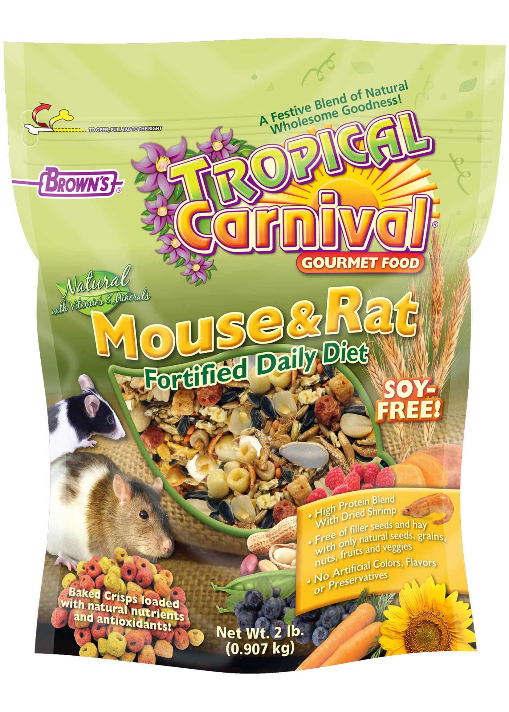 Brown's BROWN'S TROPICAL CARNIVAL NATURAL MOUSE & RAT 2LBS