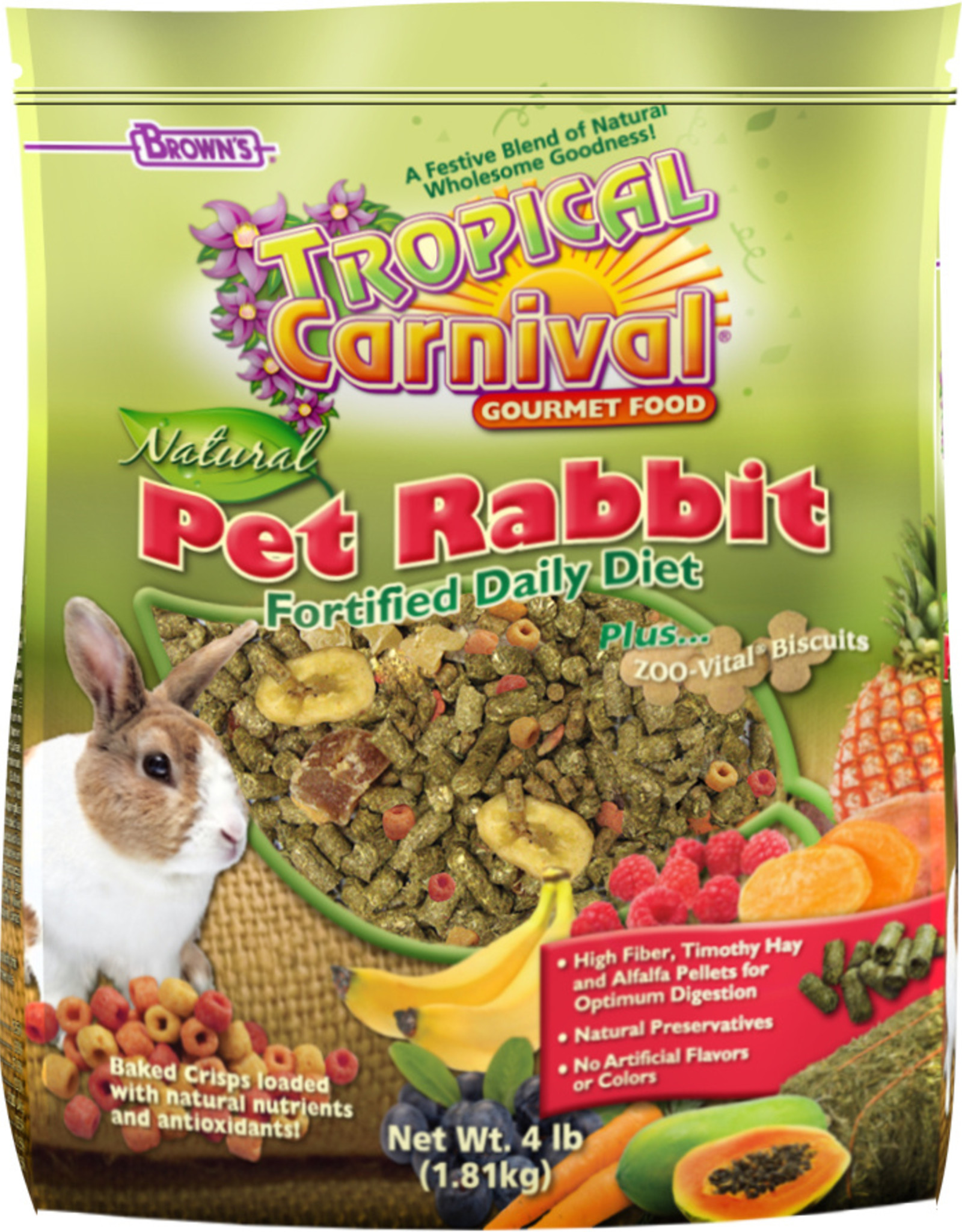 F.M. BROWN'S SONS, INC. BROWN'S TROPICAL CARNIVAL NATURAL RABBIT 4LBS