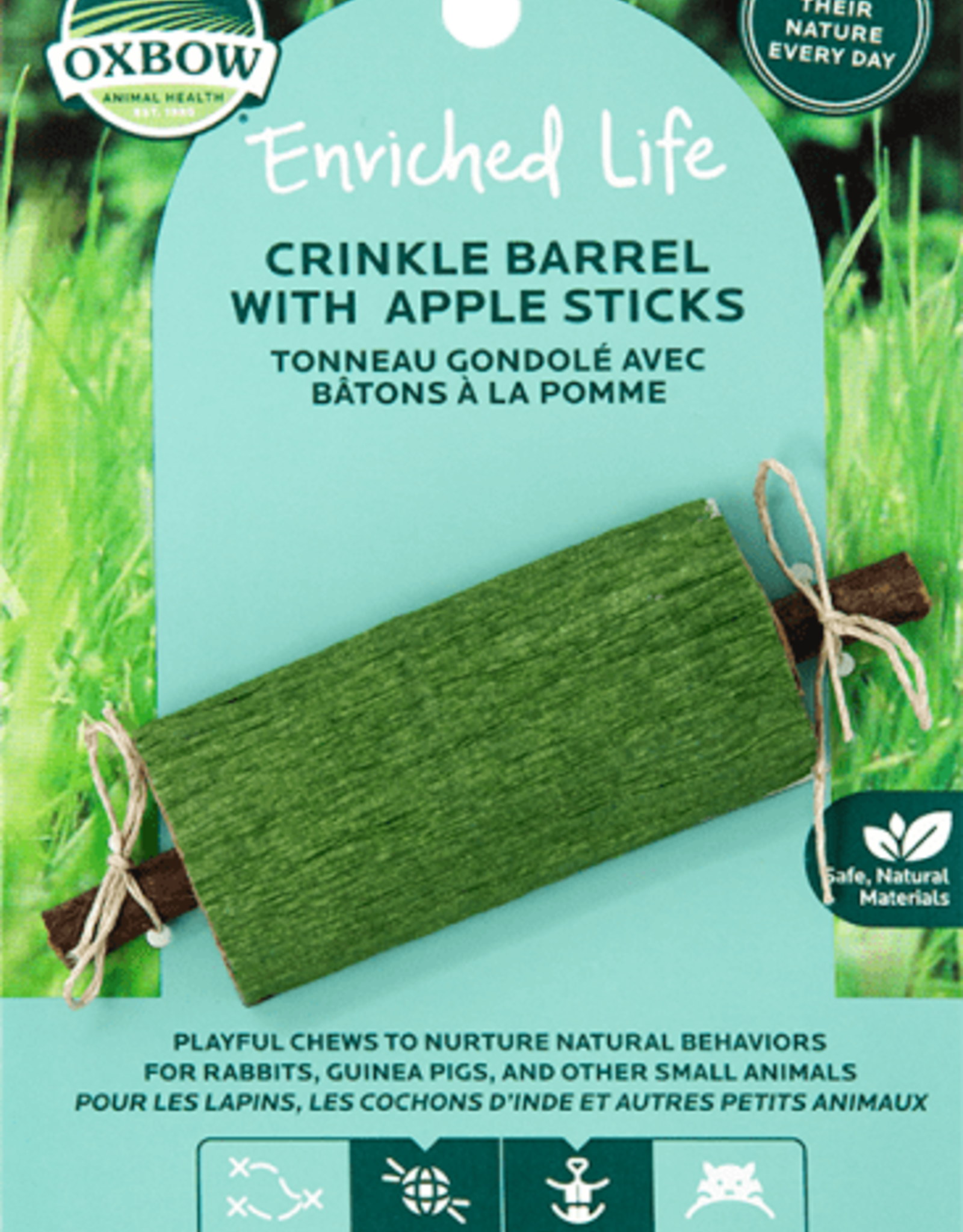 OXBOW PET PRODUCTS OXBOW TOY CRINKLE BARREL W/ APPLE STICK PD