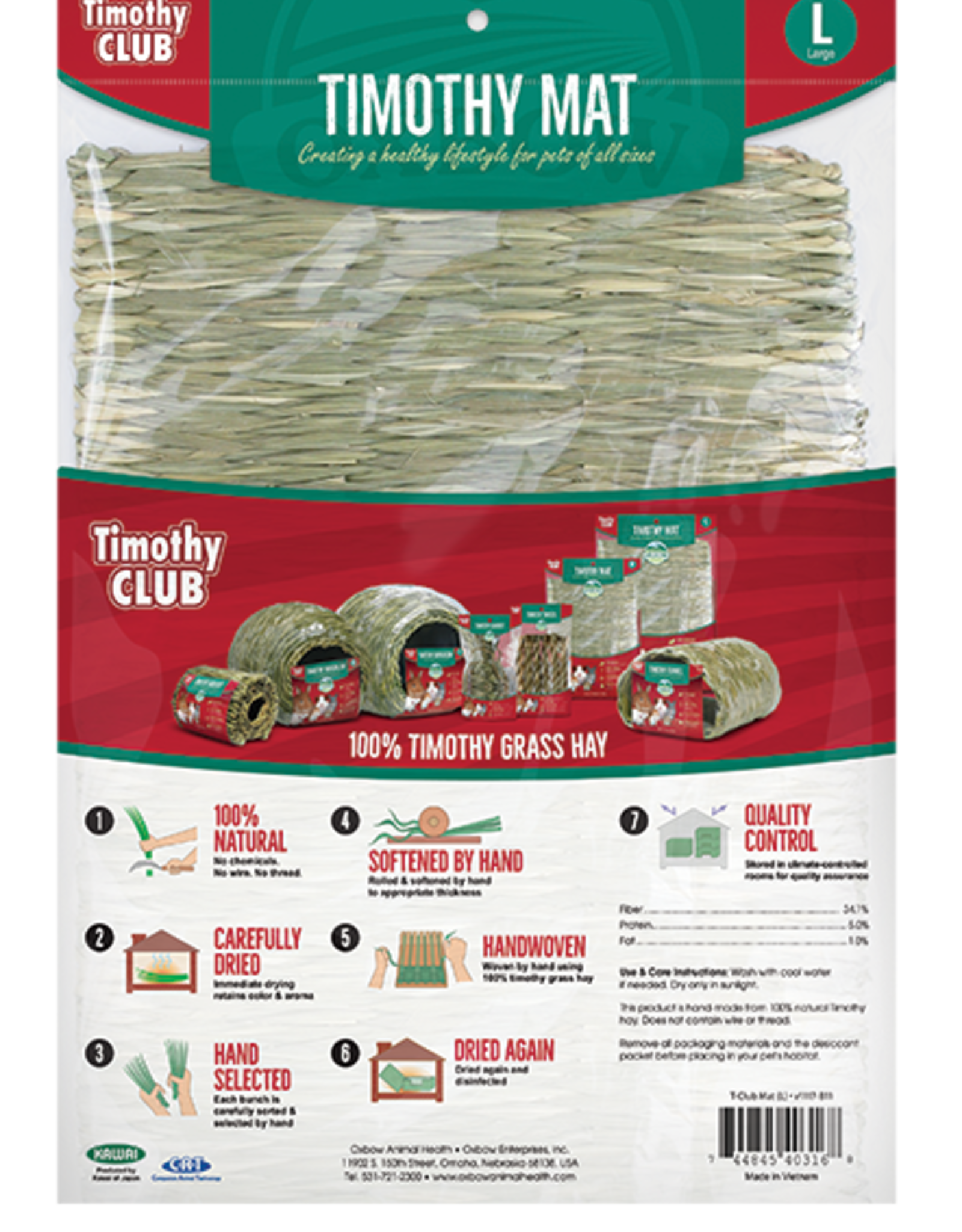 Oxbow Oxbow Animal Health Timothy CLUB Timothy Hay Small Animal Mat LG