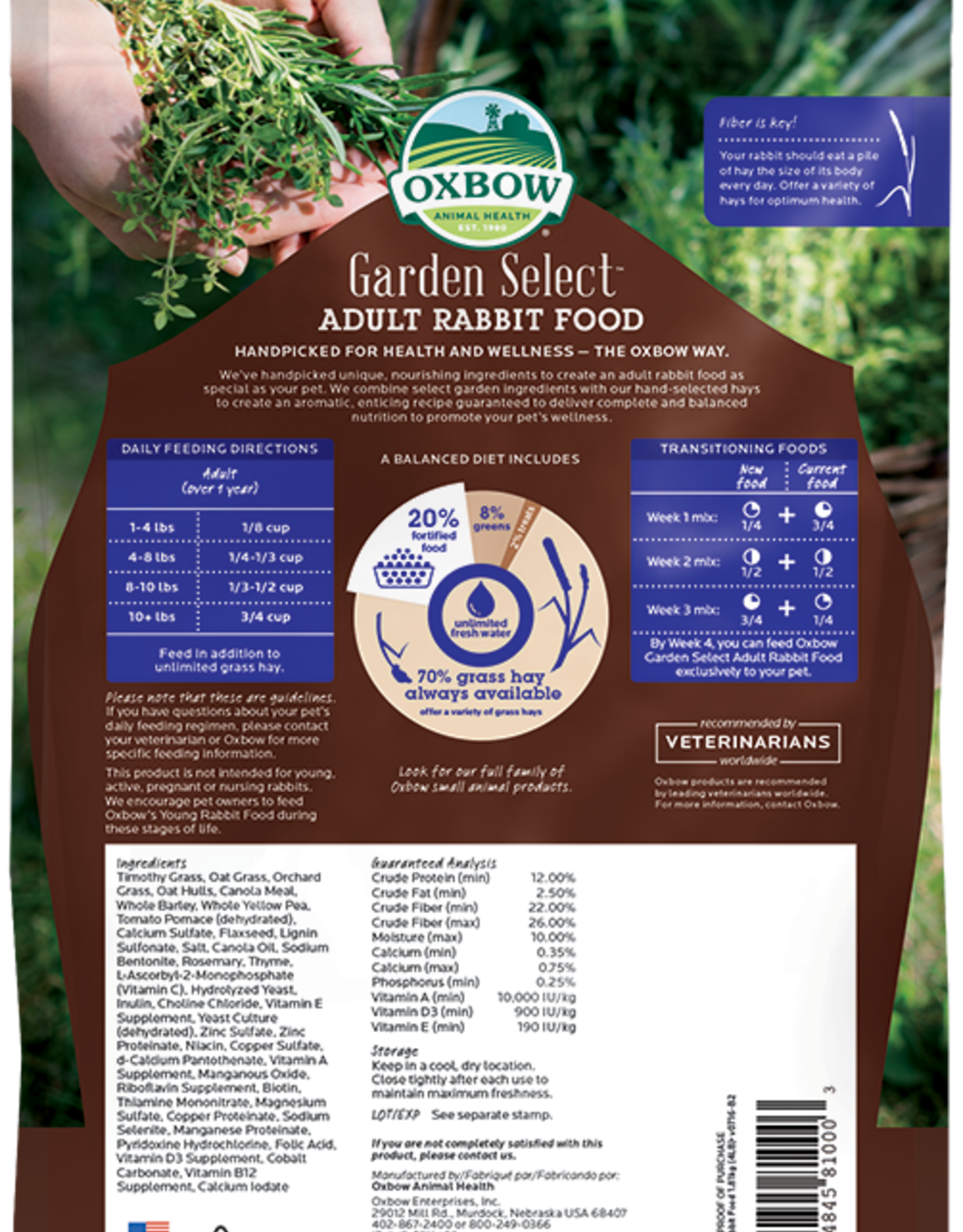 OXBOW PET PRODUCTS OXBOW GARDEN SELECT ADULT RABBIT 4LBS