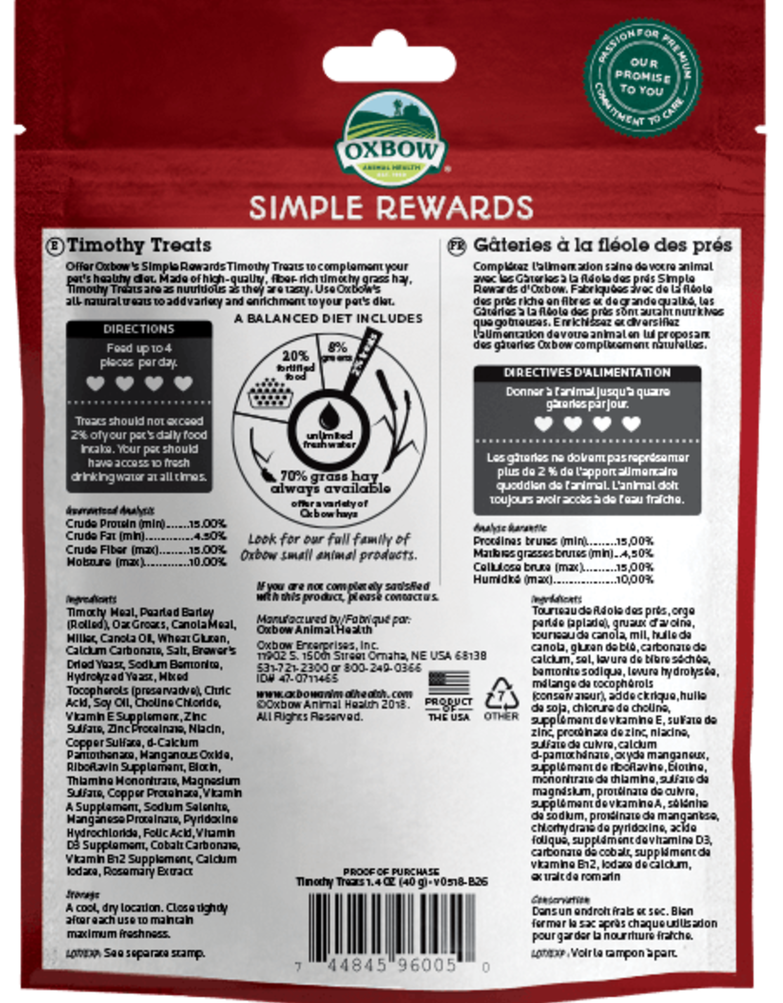 Oxbow OXBOW SIMPLE REWARD TIMOTHY TREATS 1.4OZ