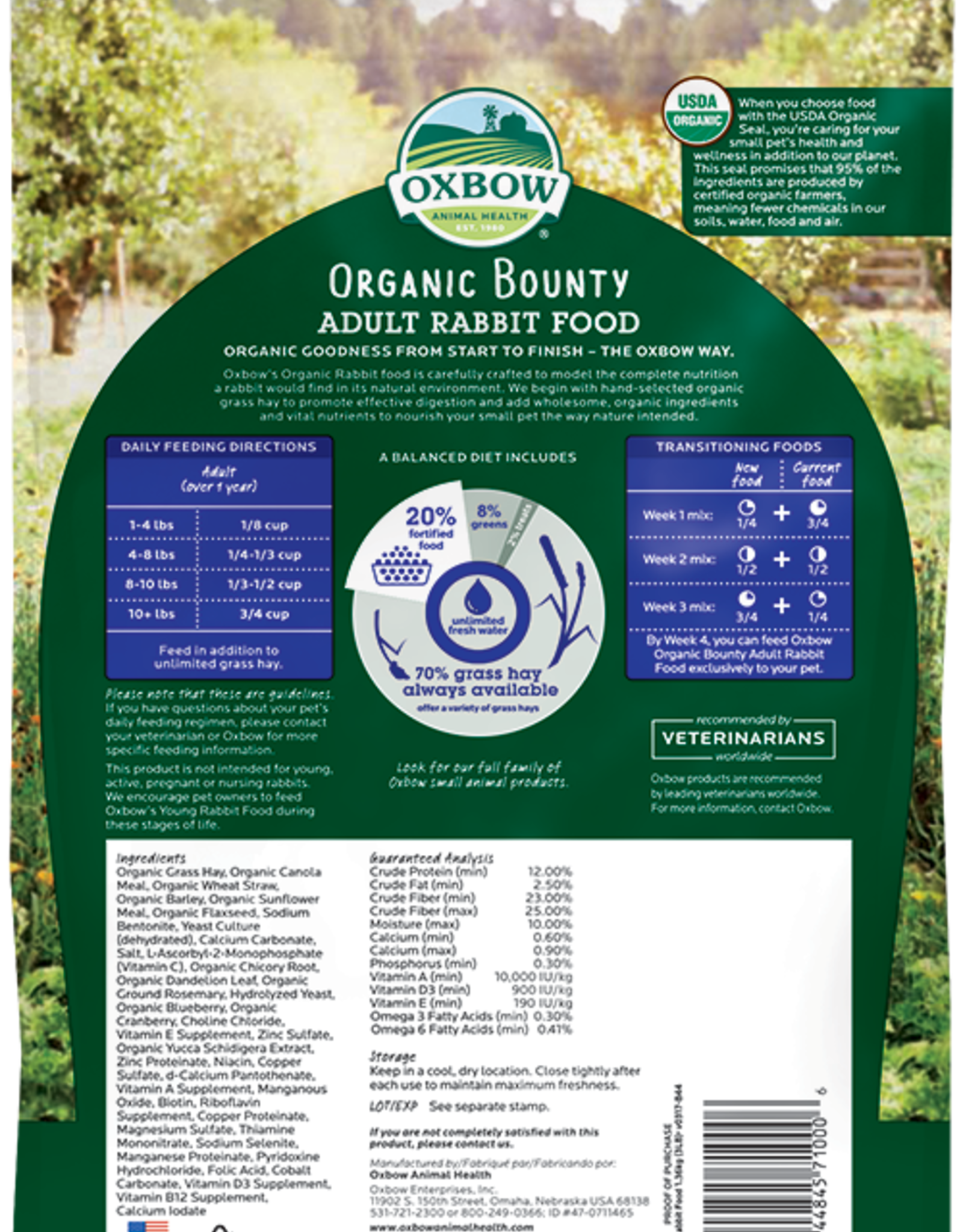 OXBOW PET PRODUCTS OXBOW ORGANIC RABBIT 3LBS