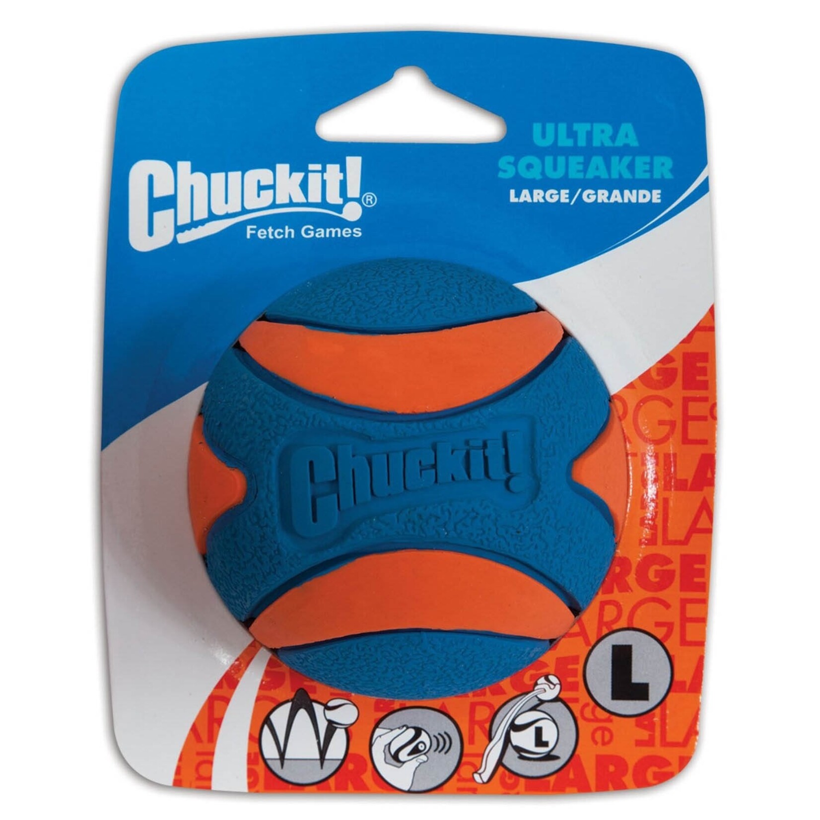 Chuckit! Chuckit! Ultra Squeaker Rubber Ball Fetch Dog Toy Large (3 ) for Dogs 60-100 lb Pack of 1