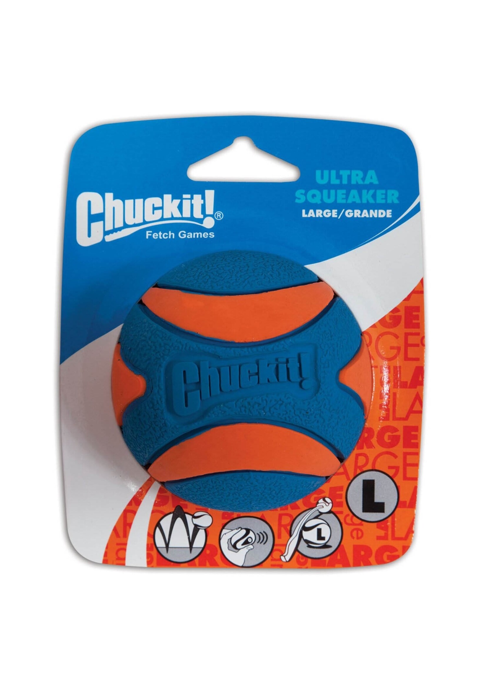 Chuckit! Chuckit! Ultra Squeaker Rubber Ball Fetch Dog Toy Large (3 ) for Dogs 60-100 lb Pack of 1